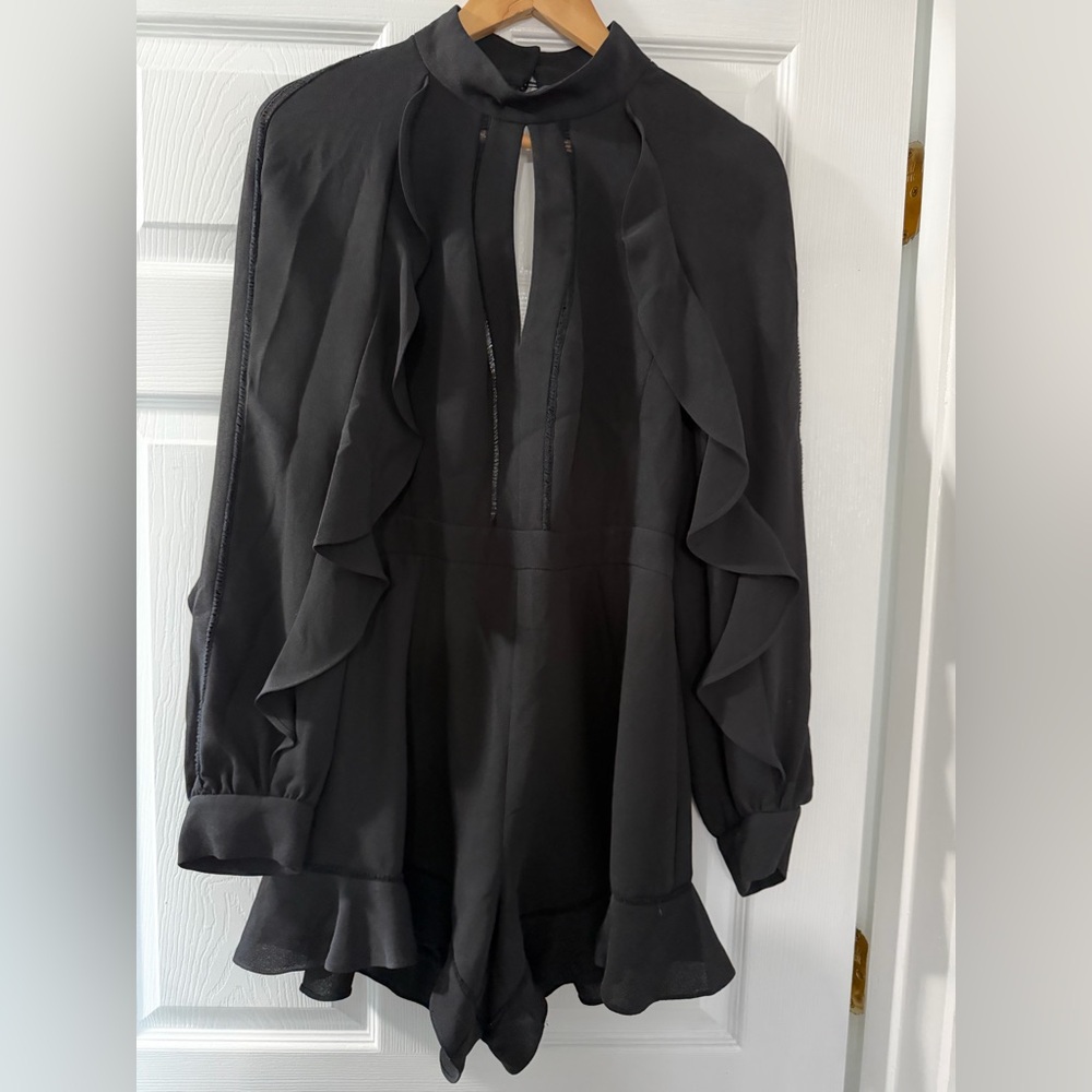 BCBGMaxAzria Black Ruffled Jumpsuit
